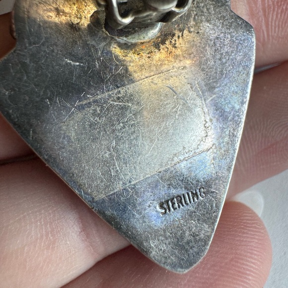 Elegant Sterling Silver Green Abalone and Black Onyx Clip Earrings 26.6g - Picture 6 of 15